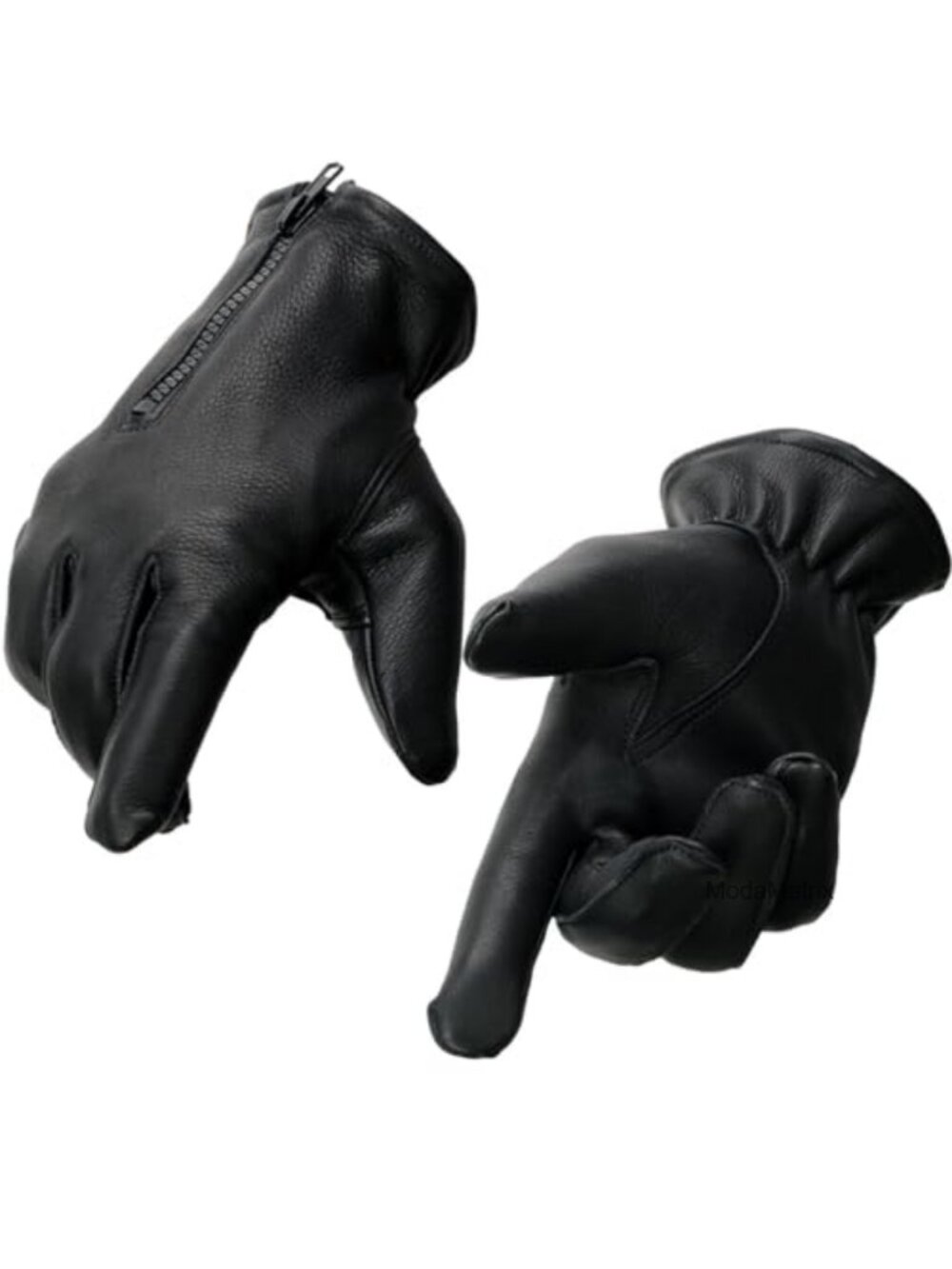 Thermal Lined USA Deerskin Leather Motorcycle Gloves Zipper Closure